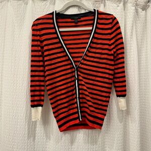 NWOT J. Crew Orange and Navy Lightweight Stripped Cardigan - Size XS